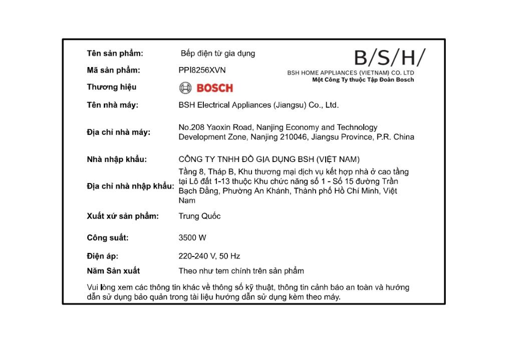 Bếp từ đôi âm Bosch PPI8256XVN 3500W Màu Đen