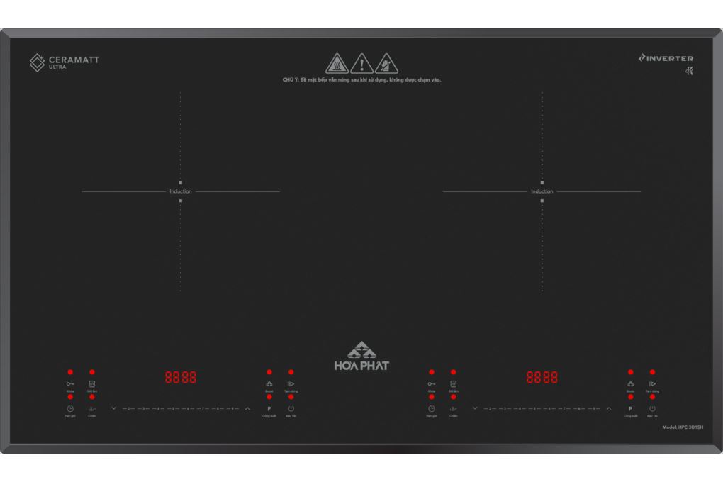 Bếp từ đôi âm Hòa Phát HPC 3D15H 4800W Màu Đen
