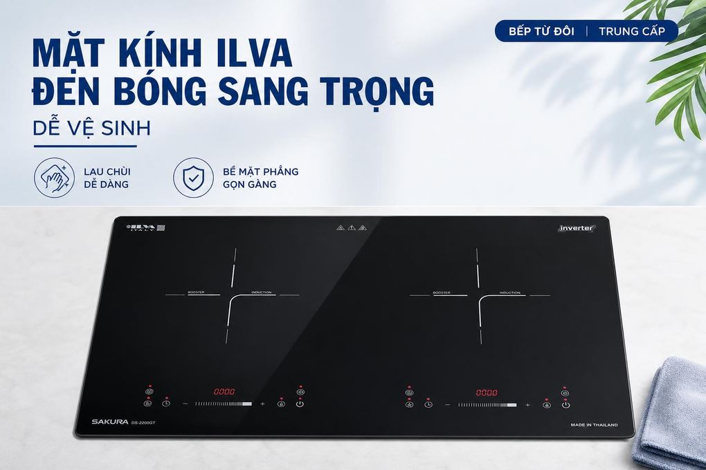 Bếp điện từ đôi Sakura DS-2200BT 4000W Màu Đen