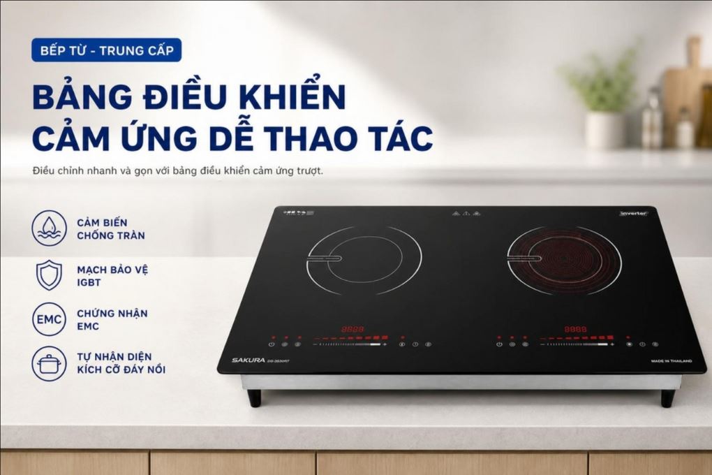 Bếp điện từ hồng ngoại Sakura DS-3530BT 4400W Màu Đen