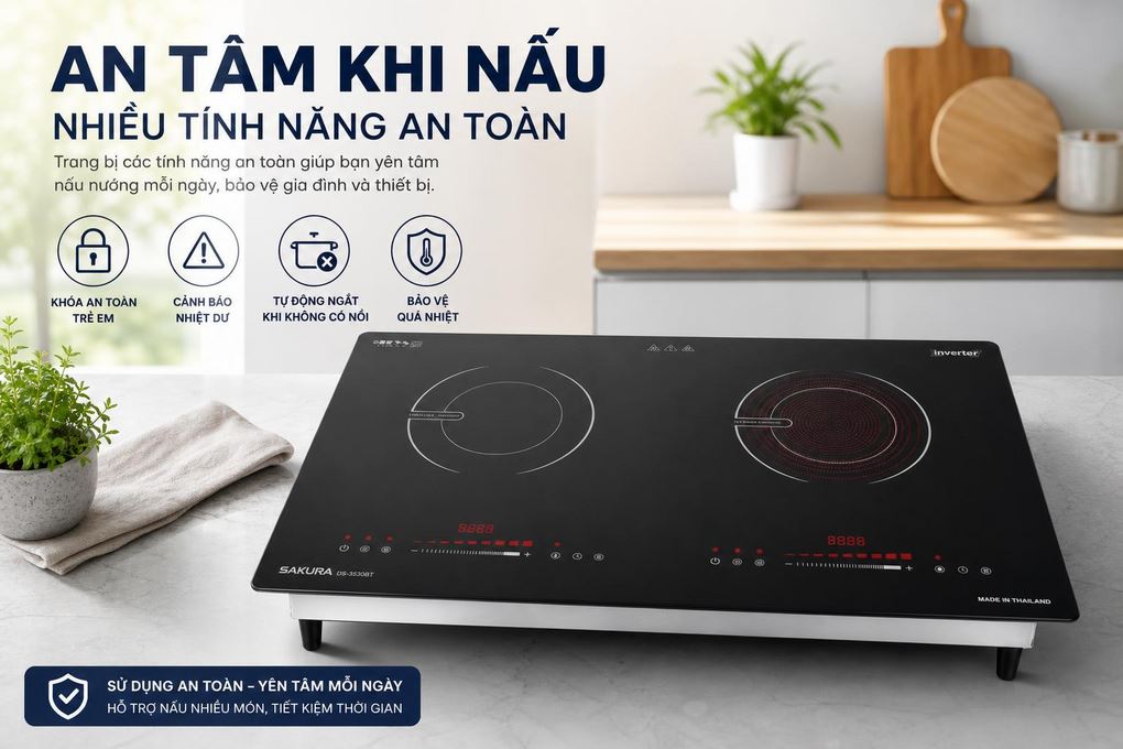 Bếp điện từ hồng ngoại Sakura DS-3530BT 4400W Màu Đen