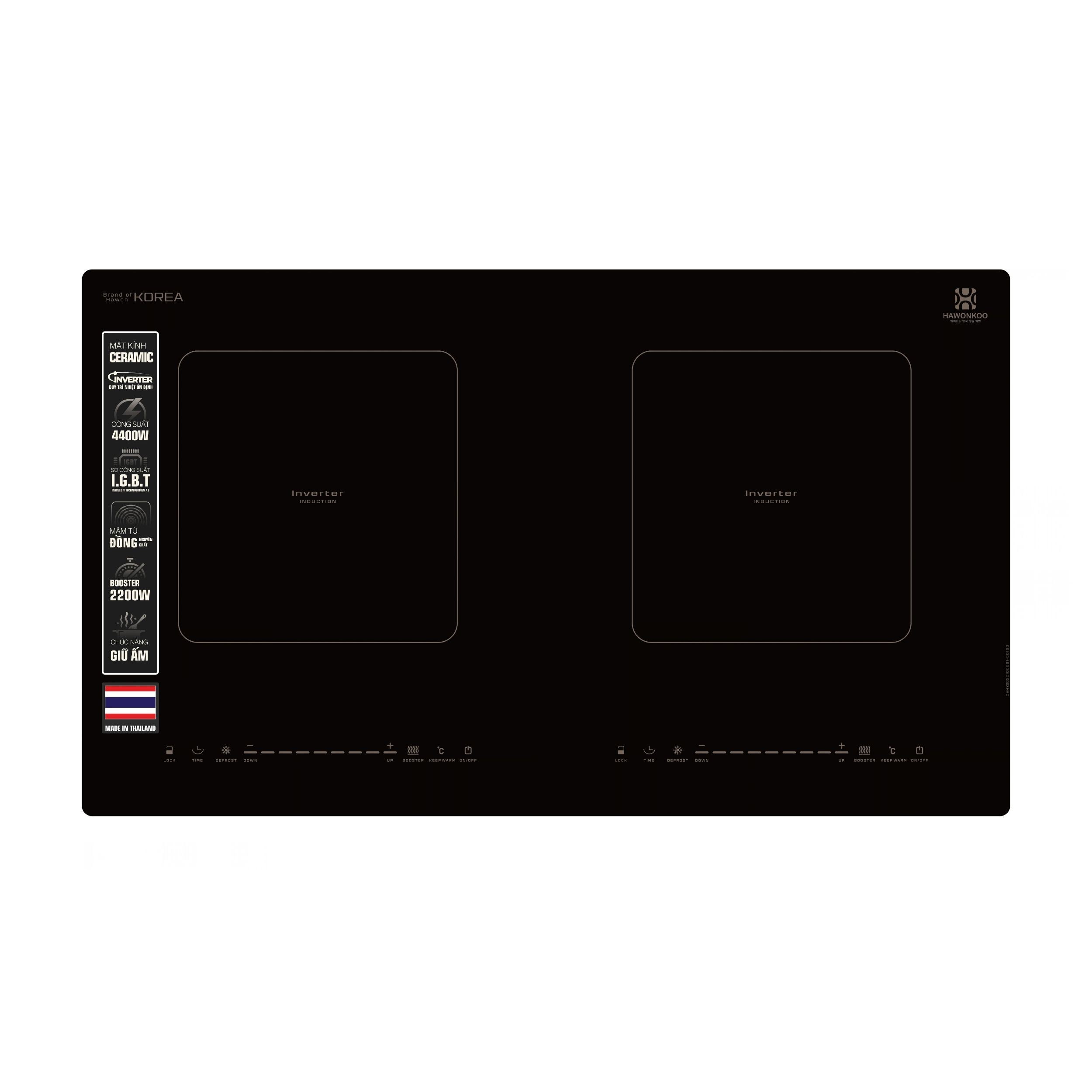 Bếp từ đôi âm Hawonkoo CEH-250 4400W Màu Đen