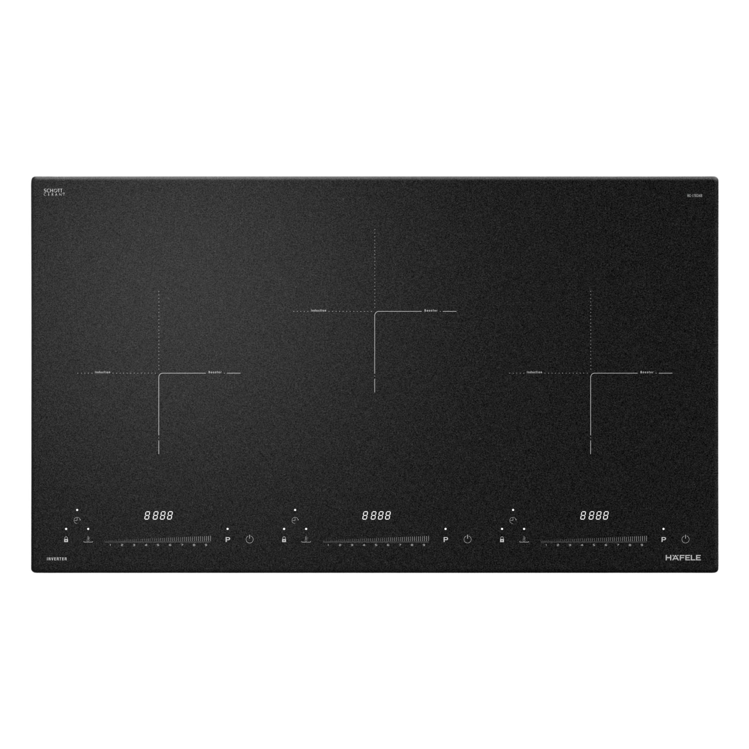 Bếp từ 3 vùng nấu lắp âm Hafele HC-I7834B (536.61.719) 5800W Màu Đen