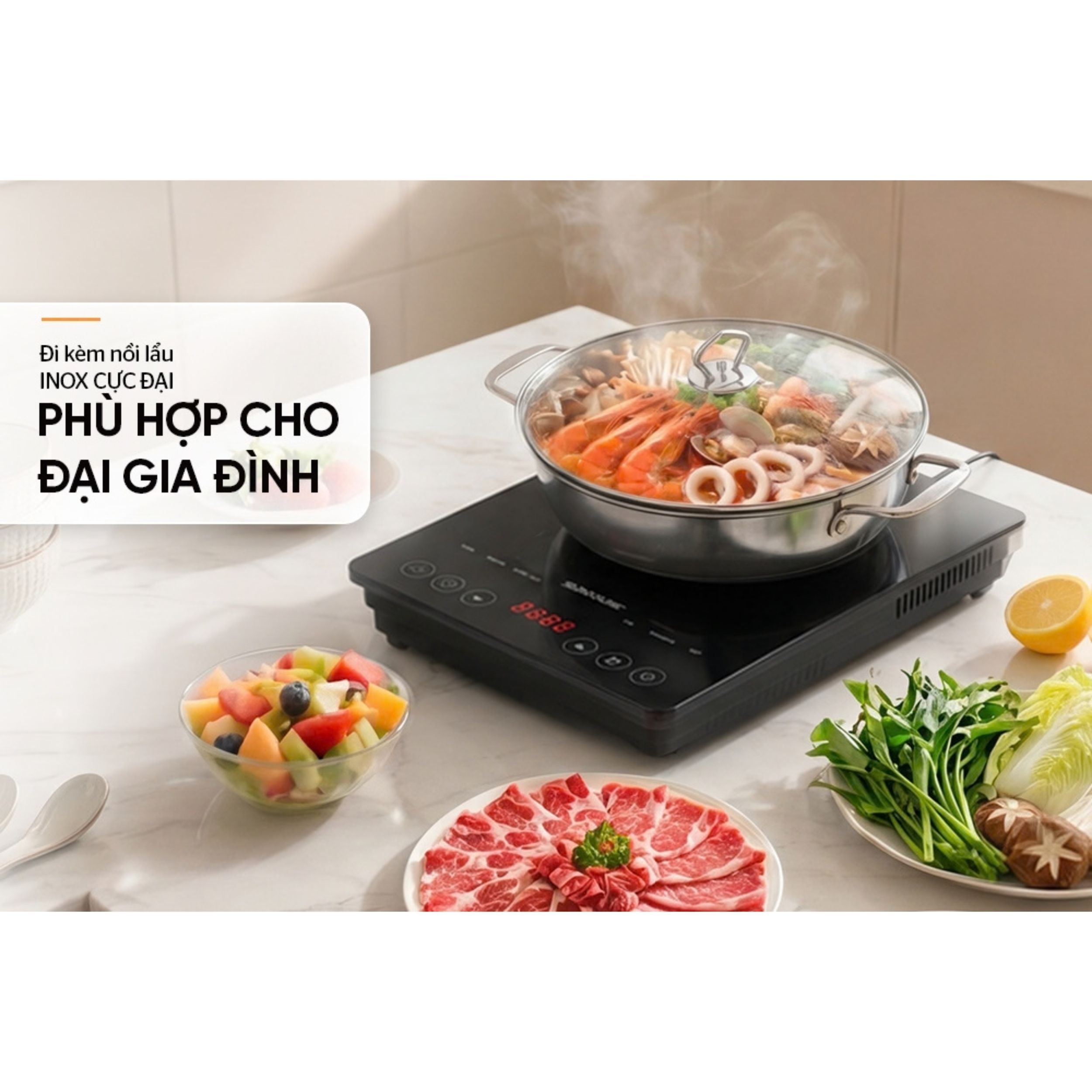 Bếp từ đơn Sunhouse SHD6896 3000W Màu Đen