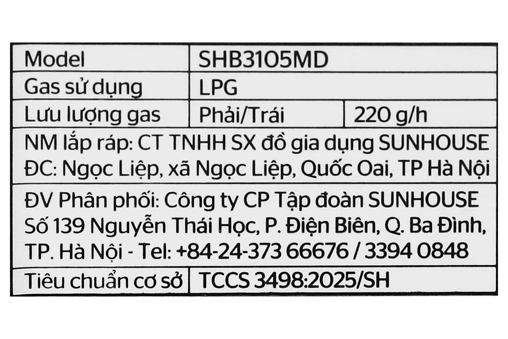 Bếp ga đôi Sunhouse SHB3105MD Màu Đen