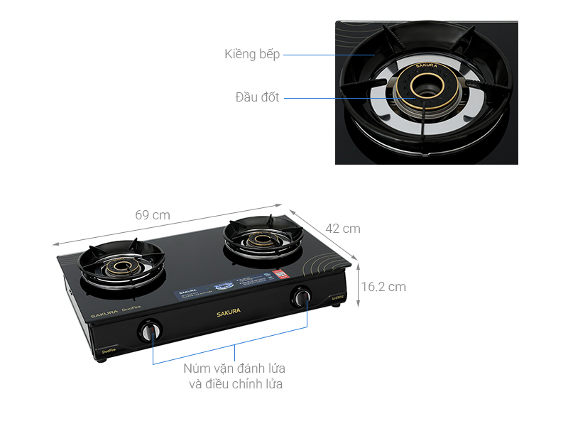 Bếp ga đôi Sakura SA-D707LG