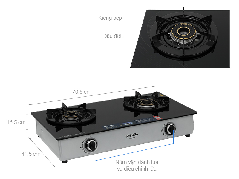 Bếp ga đôi Sakura SA-D802HG