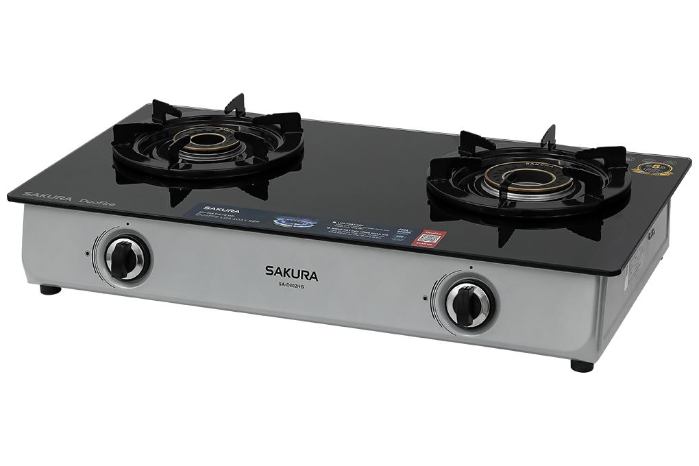 Bếp ga đôi Sakura SA-D802HG Màu Đen - Xám
