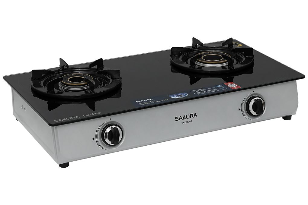 Bếp ga đôi Sakura SA-D802HG Màu Đen - Xám