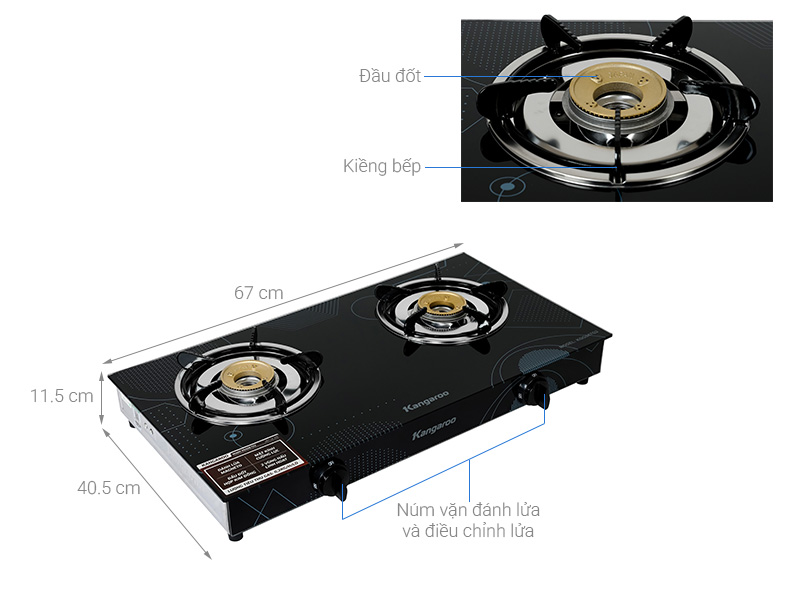 Bếp ga đôi Kangaroo KGGS67G2
