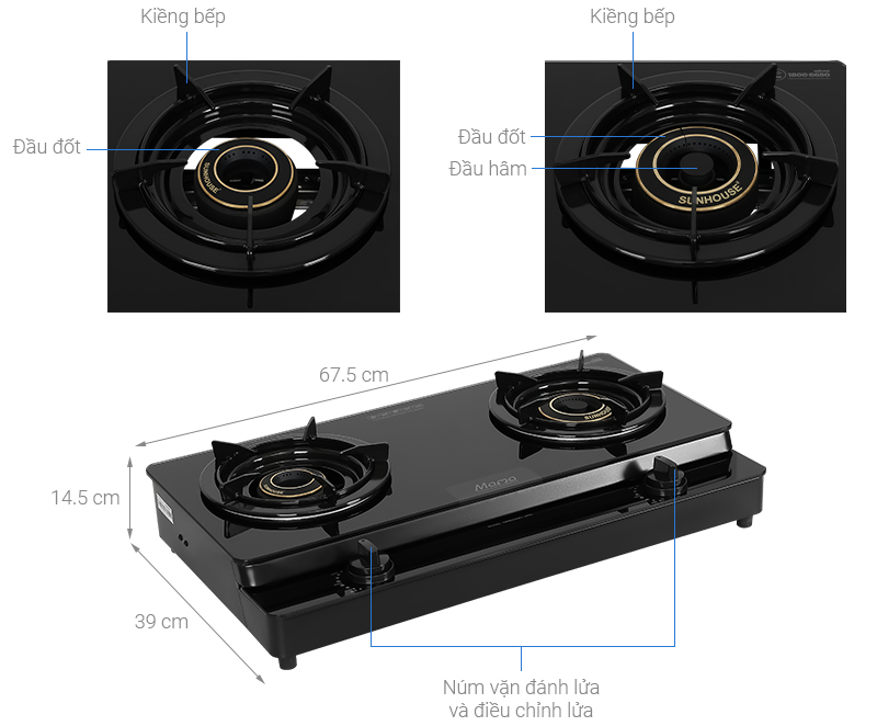 Bếp ga đôi Sunhouse Mama MMB33082-VMD