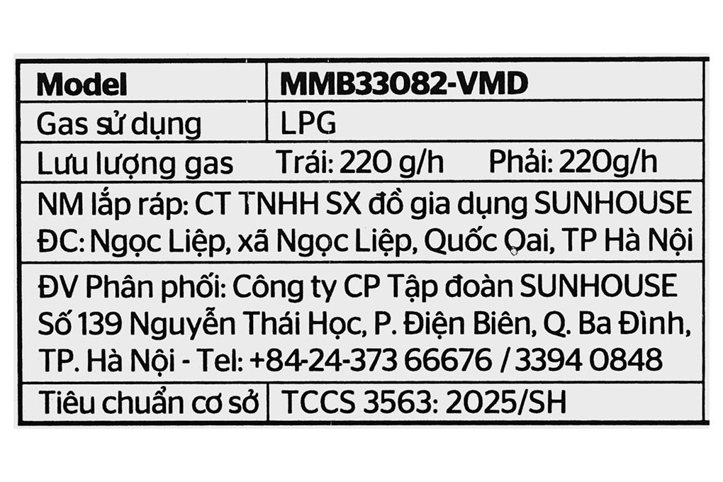 Bếp ga đôi Sunhouse Mama MMB33082-VMD Màu Đen