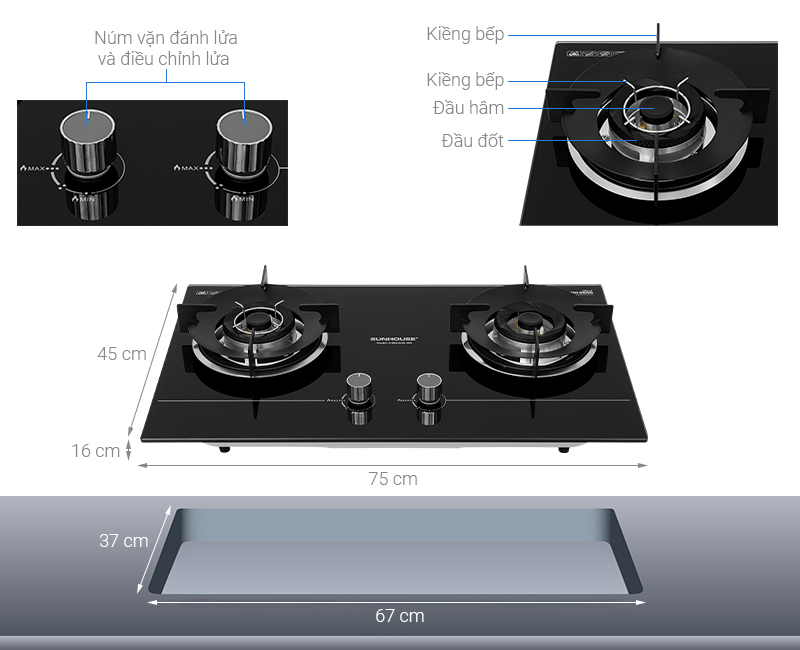 Bếp ga âm Sunhouse SHB62040-MD