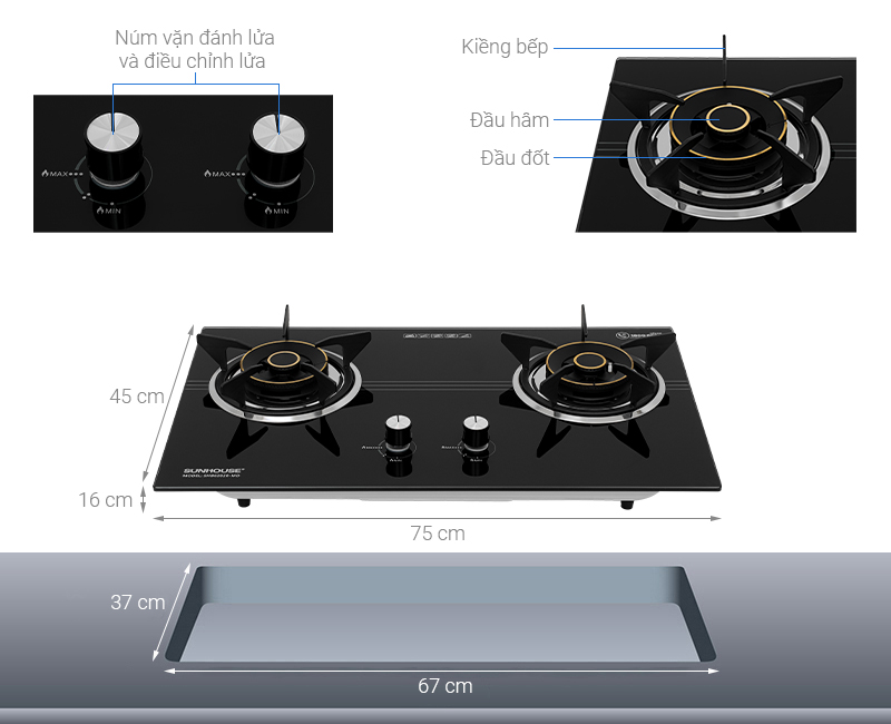 Bếp ga âm Sunhouse SHB62020-MD