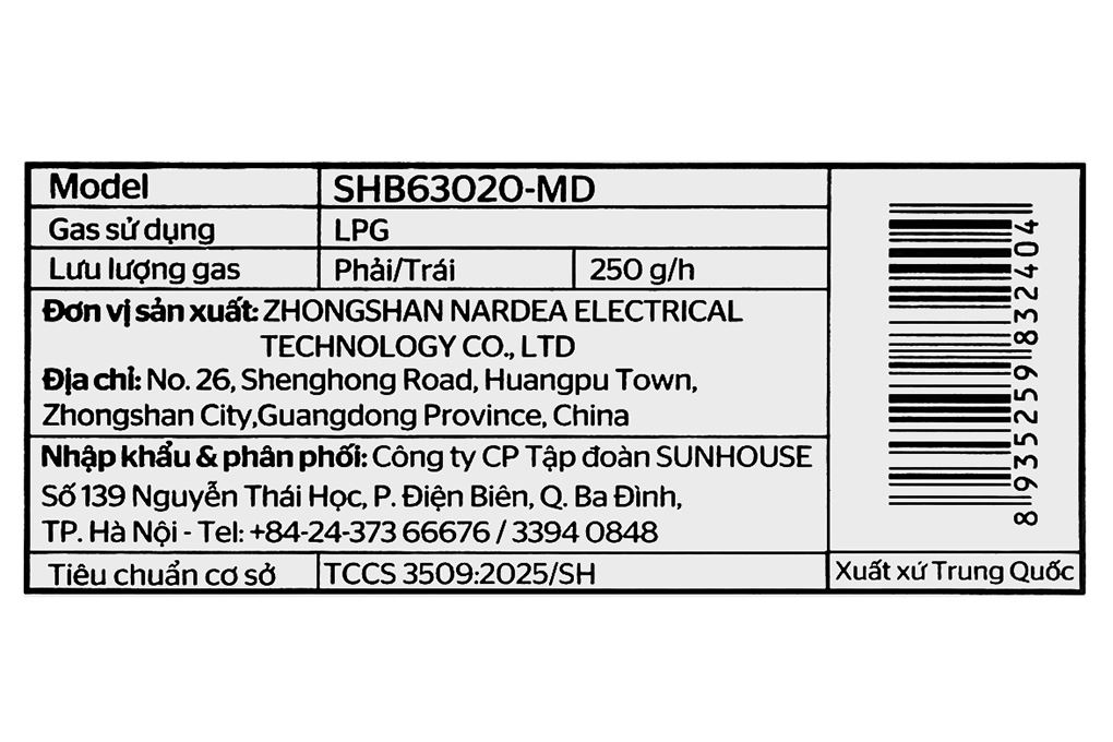 Bếp ga âm Sunhouse SHB63020-MD Màu Đen
