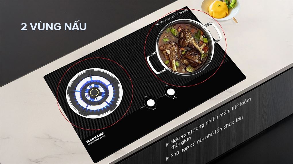 2 Vùng nấu - Bếp ga âm Sunhouse SHB63020-MD 2 Vùng nấu - Bếp ga âm Sunhouse SHB63020-MD