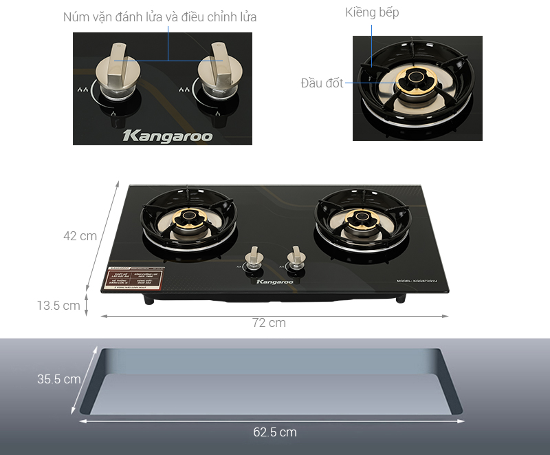 Bếp ga âm Kangaroo KGGS72G1U