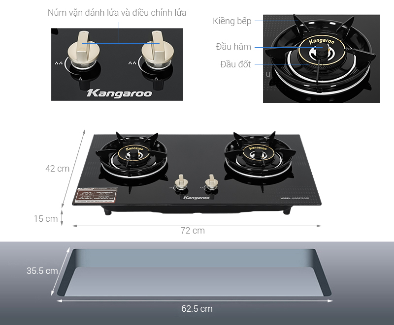 Bếp ga âm Kangaroo KGGS72G5U