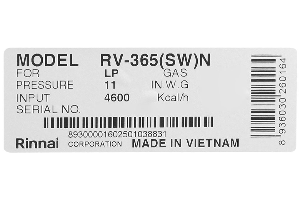 Bếp gas đôi Rinnai RV-365(SW)N Màu Bạc