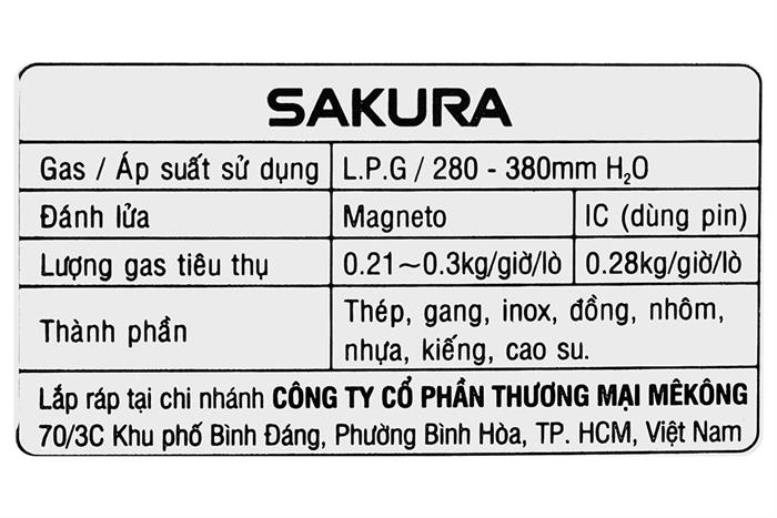Bếp gas đôi Sakura SA-D302DS Màu Đen - Bạc