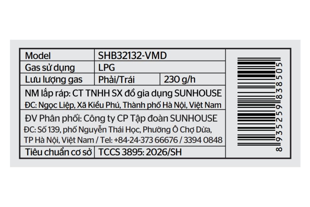 Bếp ga đôi Sunhouse SHB32132-VMD Màu Đen/Trắng