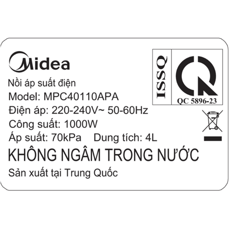 Nồi áp suất điện Midea MPC40110APA 4 lít
