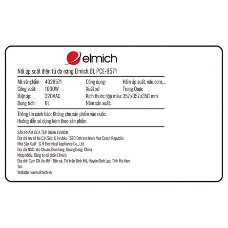 Nồi áp suất điện tử Elmich PCE-8571 6 lít Màu Xanh