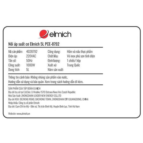 Nồi áp suất điện Elmich PCE-8792 5 lít Màu Đen - Vàng đồng