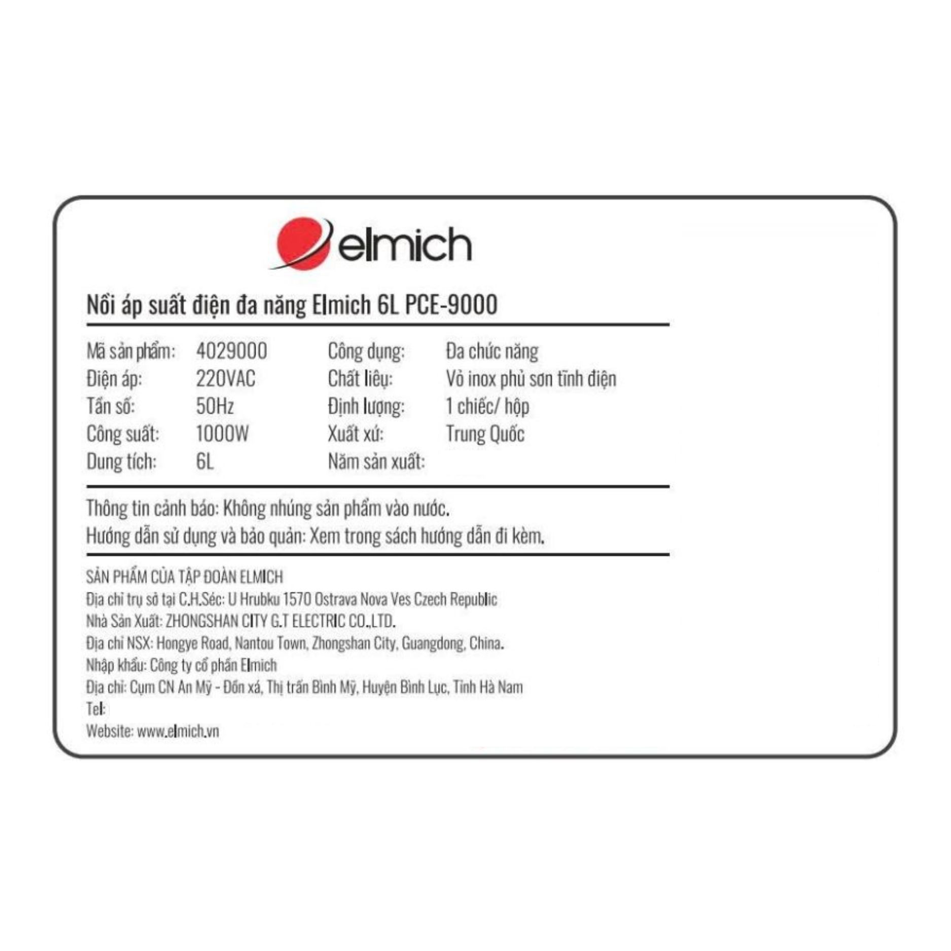 Nồi áp suất điện tử Elmich PCE-9000 6 lít - 6