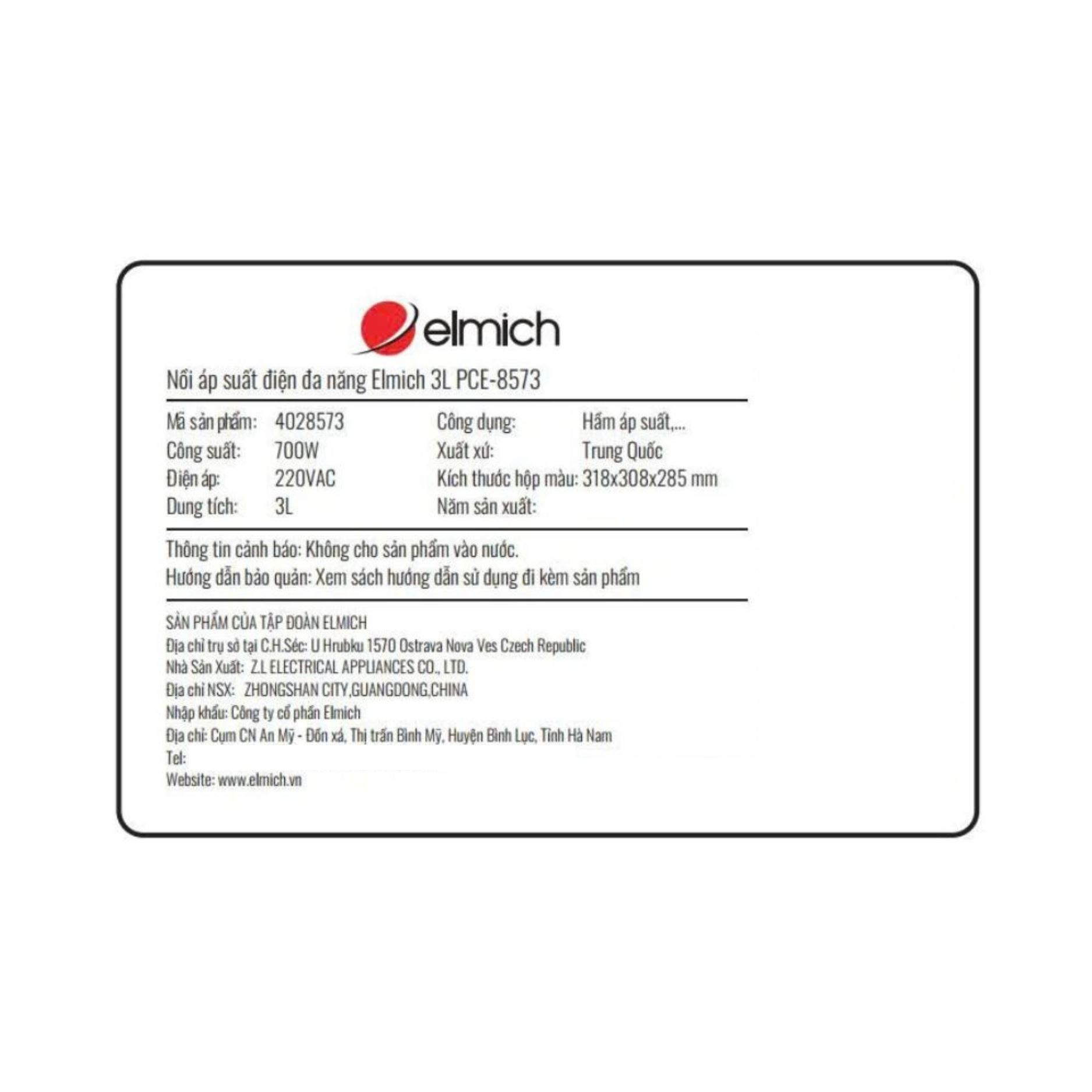 Nồi áp suất điện tử Elmich PCE-8573 3 lít Màu Xanh mint