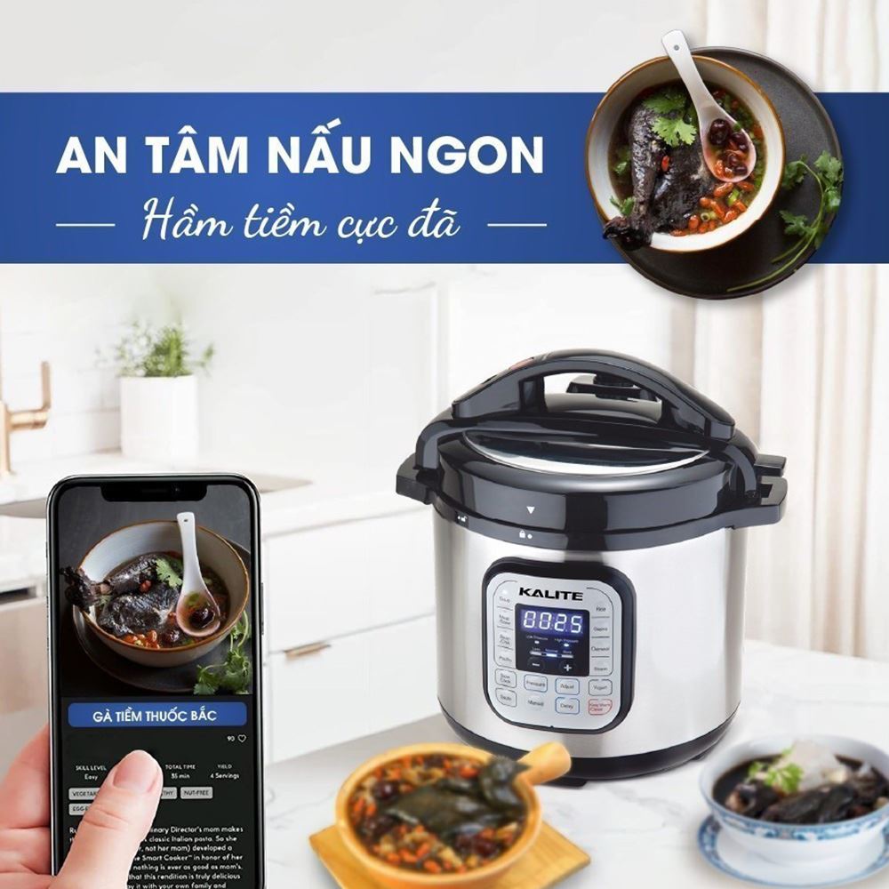Nồi áp suất điện Kalite KL-636 6 lít Màu Đen - Xám