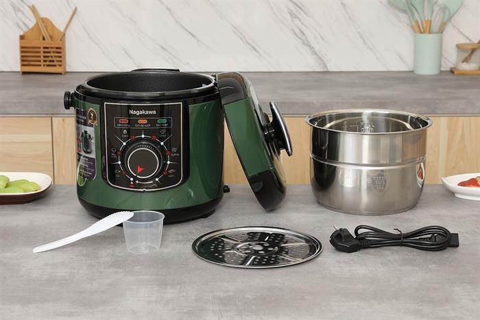 Nồi áp suất Nagakawa NEP5369 6 lít Màu Đen - Xanh lá