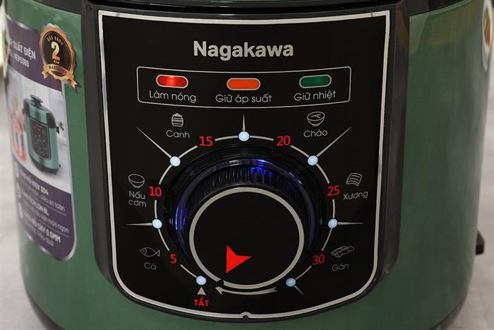 Nồi áp suất Nagakawa NEP5369 6 lít Màu Đen - Xanh lá