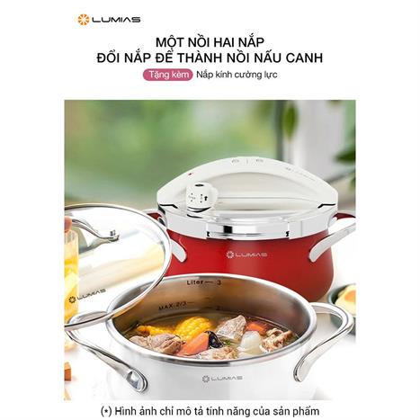 Nồi áp suất điện Lumias LPC-068 3 lít  - Bạc Màu Inox