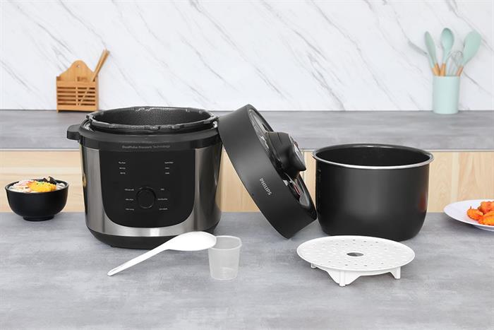 Nồi áp suất điện Philips HD2616/70 6 lít Màu Đen - Xám