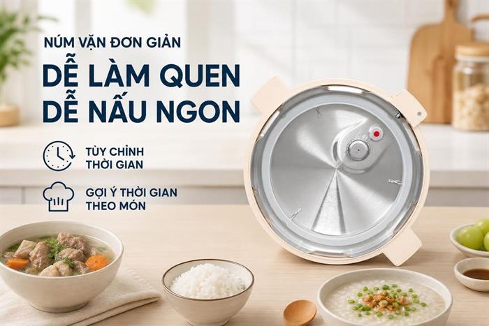 Nồi áp suất điện Sunhouse SHD1520 2.5 lít Màu Kem