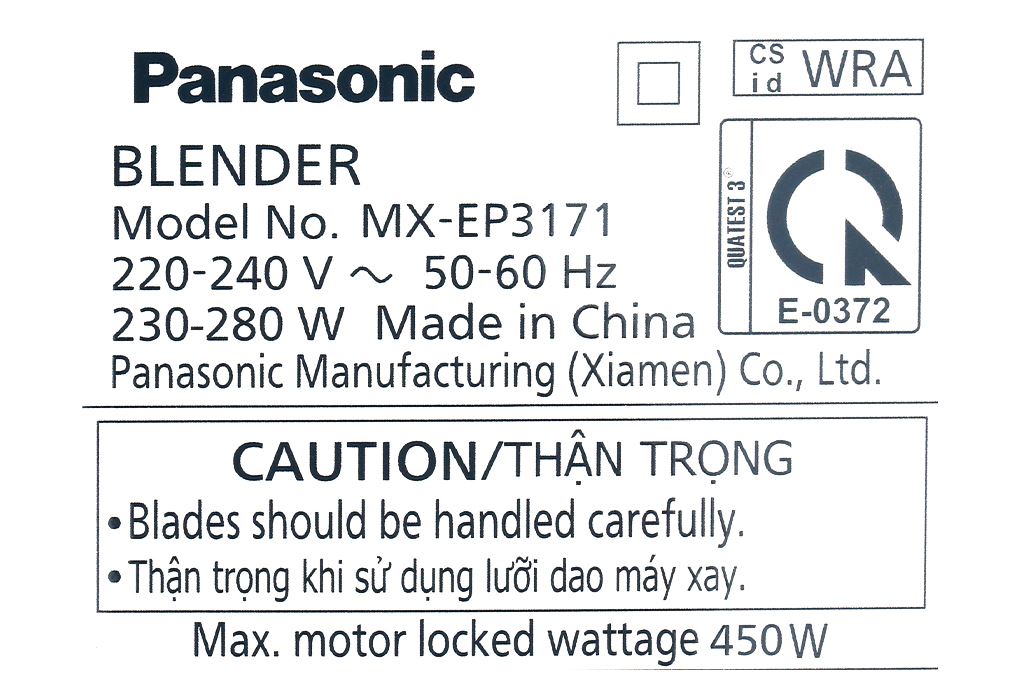 Máy xay sinh tố đa năng Panasonic MX-EP3171WRA Màu Trắng