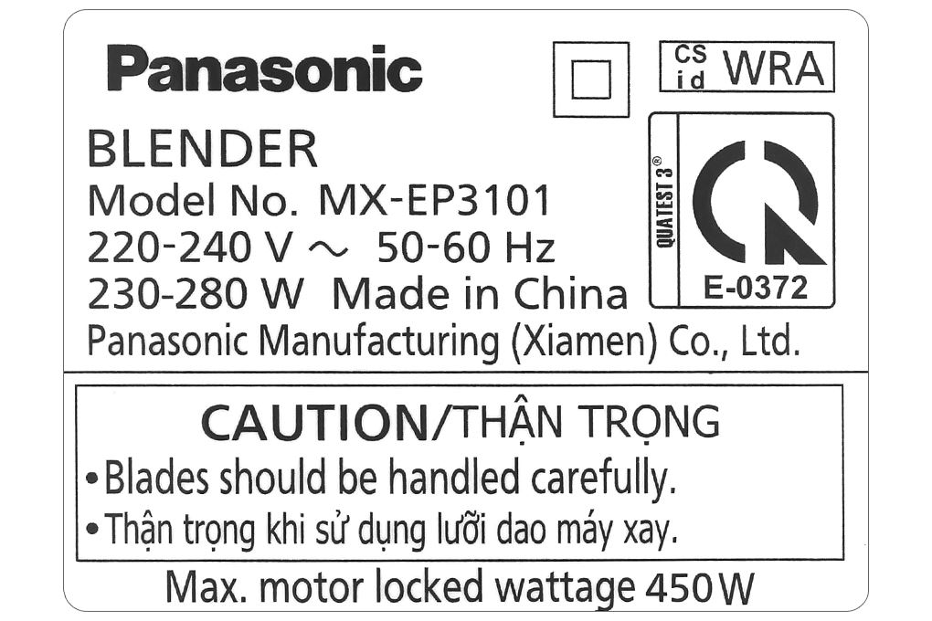 Máy xay sinh tố Panasonic MX-EP3101WRA Màu Trắng