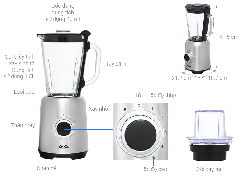 Máy xay sinh tố đa năng AVA BL9708