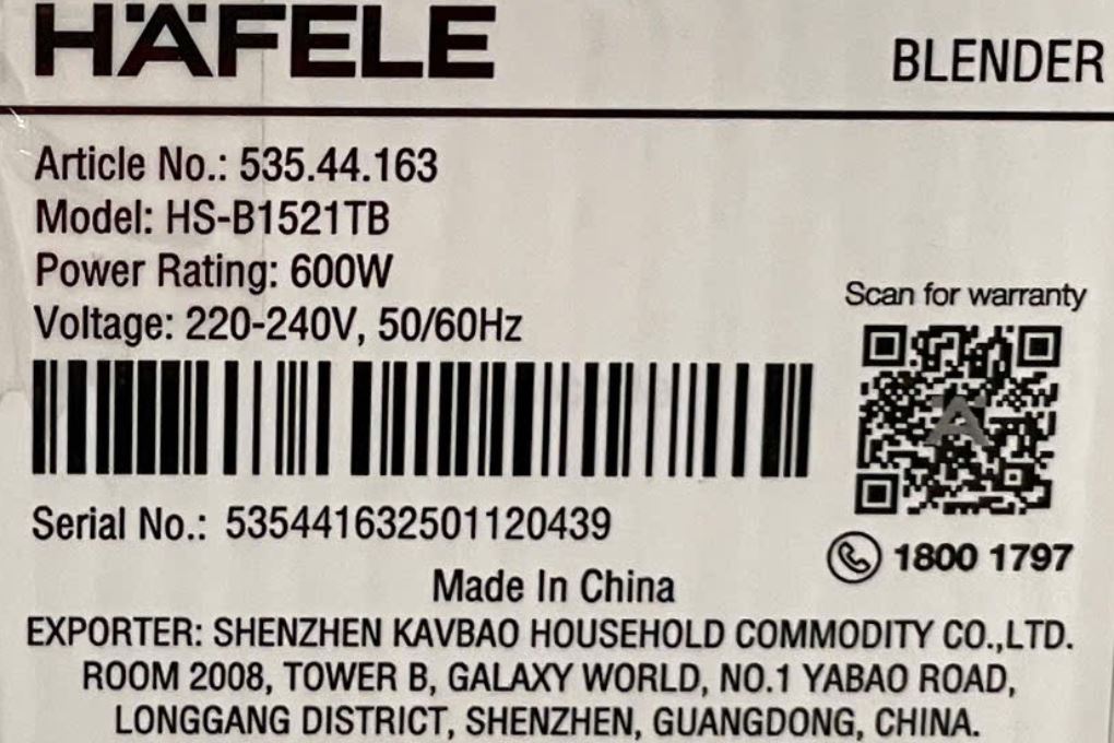 Máy xay sinh tố đa năng Hafele HS-B1521TB (535.44.163) - 7