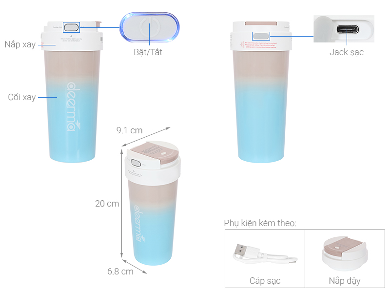 Máy xay sinh tố cầm tay Deerma DEM-NU90 - 1 cối