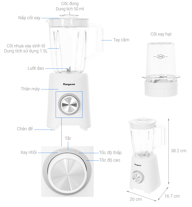 Máy xay sinh tố đa năng Kangaroo KGBL2P2