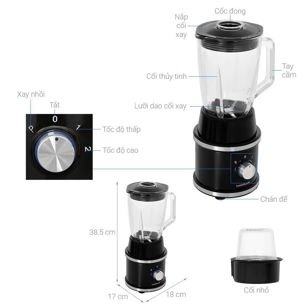 Máy xay sinh tố Lock&Lock EJM376BLK Màu Đen