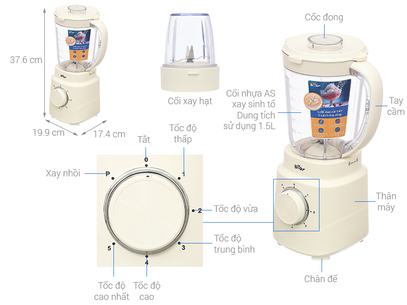 Máy xay sinh tố đa năng Bear BL-4H15T