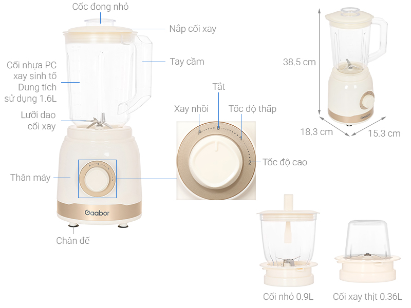 Máy xay sinh tố đa năng Gaabor JM-16M01A