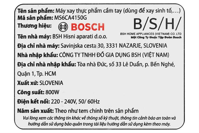 Máy xay cầm tay Bosch MS6CA4150G Màu Trắng
