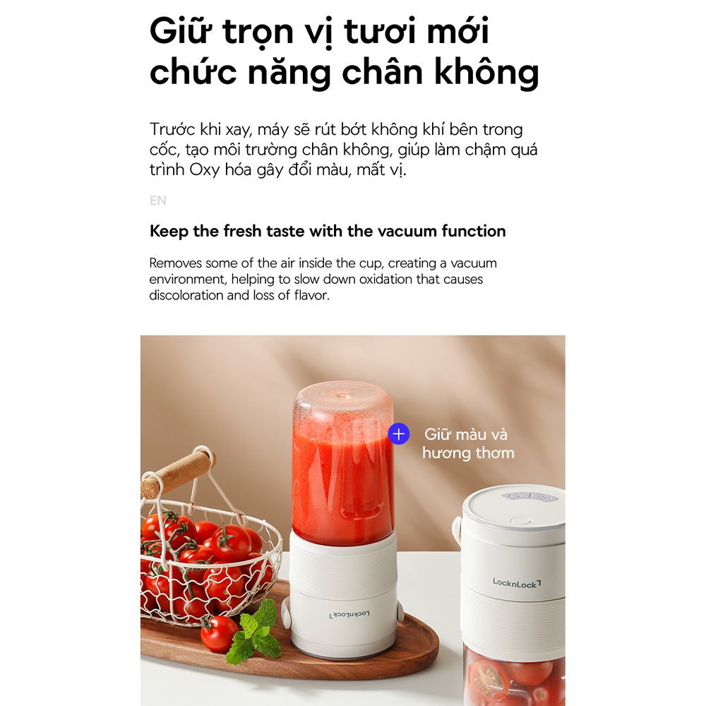Máy xay cầm tay Lock&Lock EJJ346IVY Màu Trắng Ghi