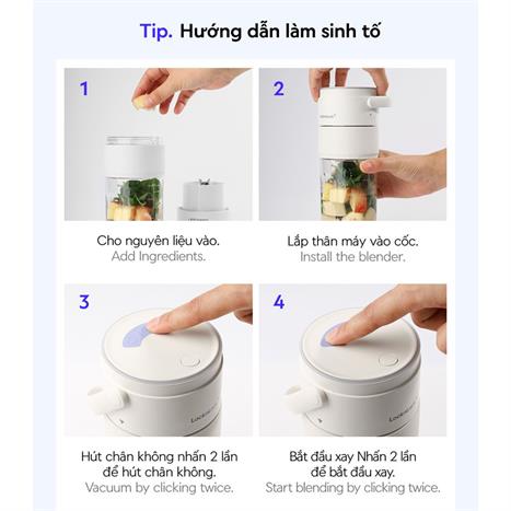 Máy xay cầm tay Lock&Lock EJJ346IVY Màu Trắng Ghi