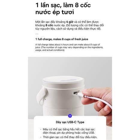 Máy xay cầm tay Lock&Lock EJJ346IVY Màu Trắng Ghi