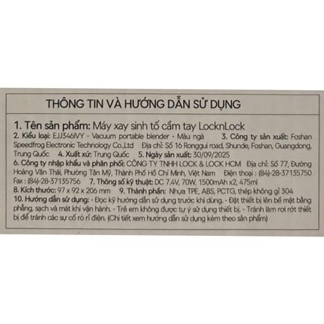 Máy xay cầm tay Lock&Lock EJJ346IVY Màu Trắng Ghi